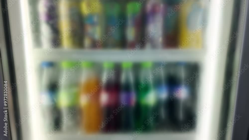 Various beverages in refrigerator with condensation in convenience store Various beverages in refrigerator with condensation in convenience store