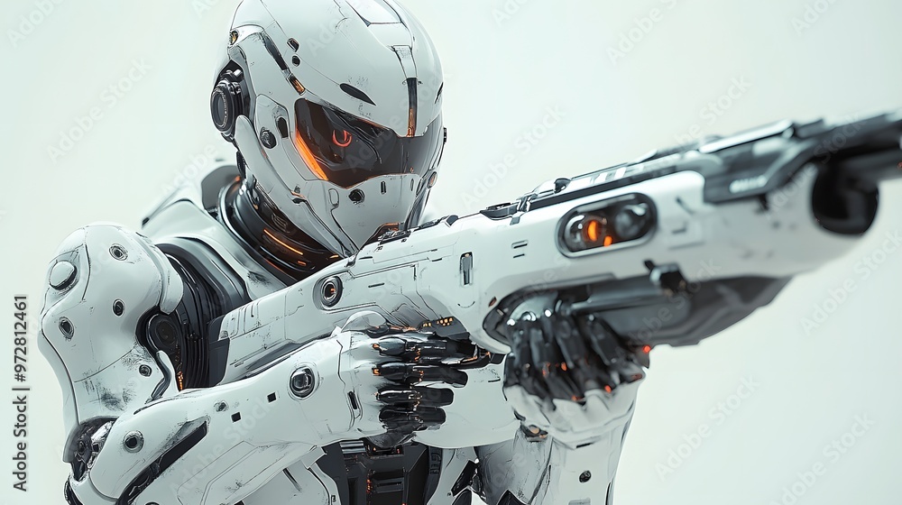4. **3D render of a futuristic sci-fi warrior in high-tech armor with energy weapons 4. **3D render of a futuristic sci-fi warrior in high-tech armor with energy weapons