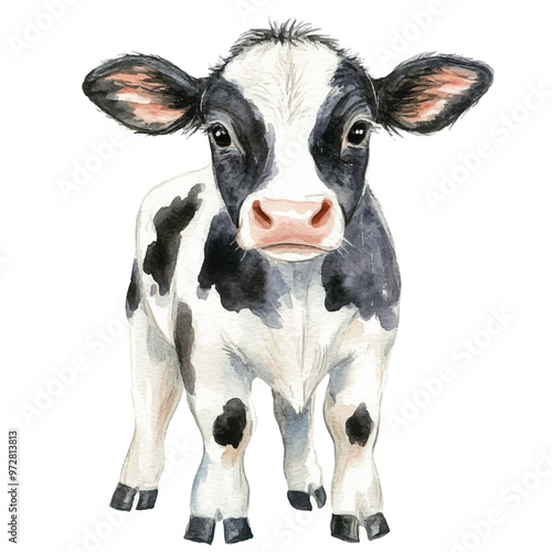 cute cow watercolor clipart illustration isolated