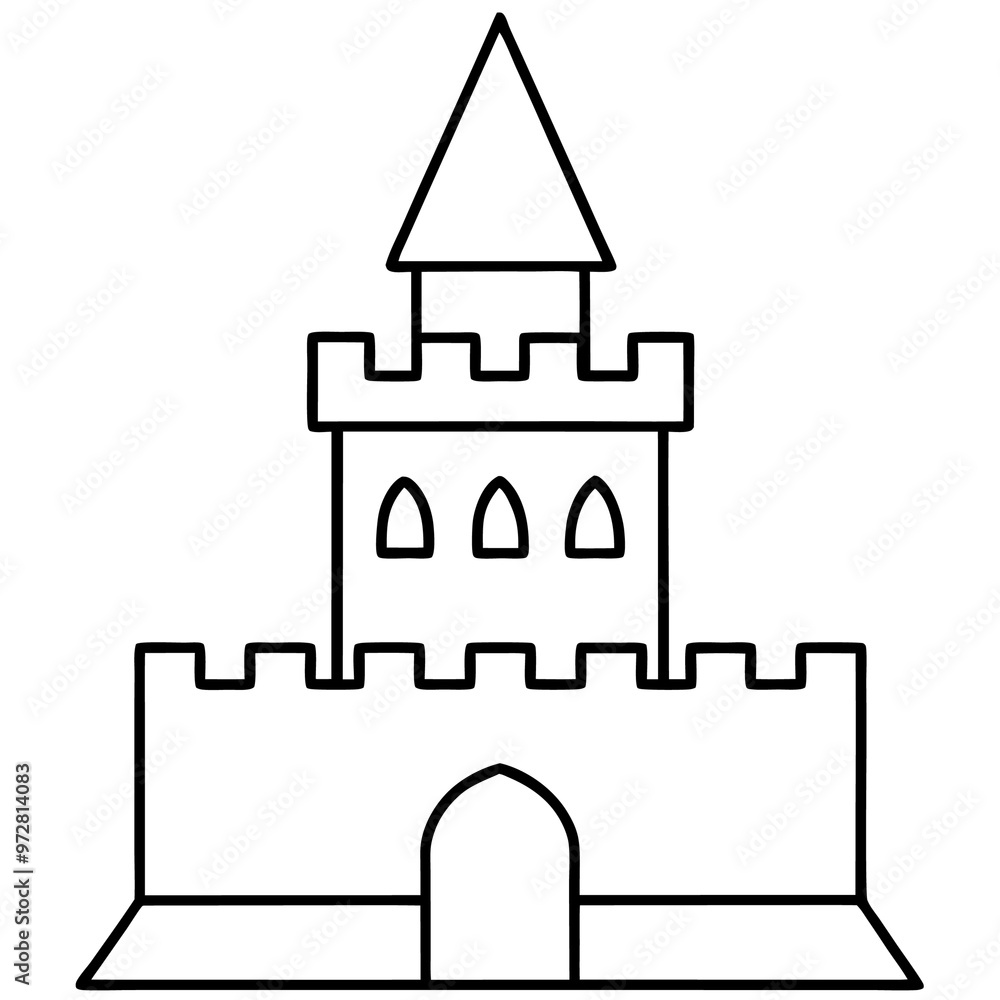 castle tower outline coloring book page line art drawing castle tower outline coloring book page line art drawing