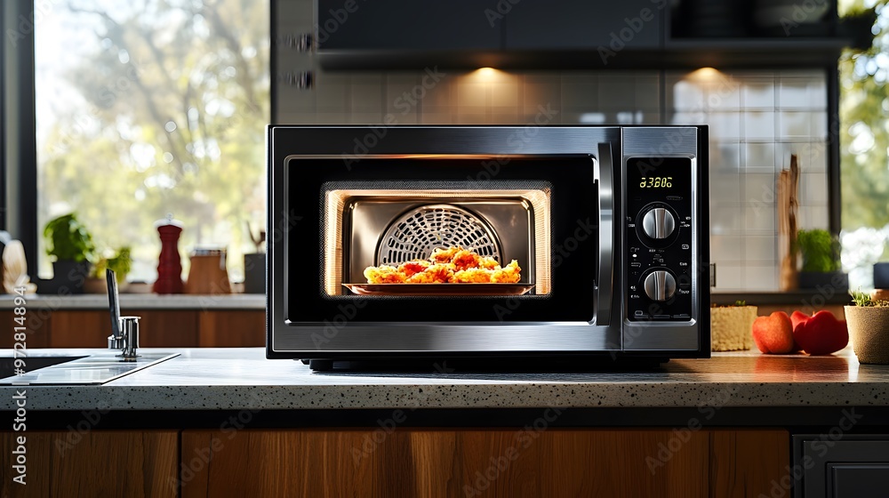 Microwave Oven with Food Inside Microwave Oven with Food Inside