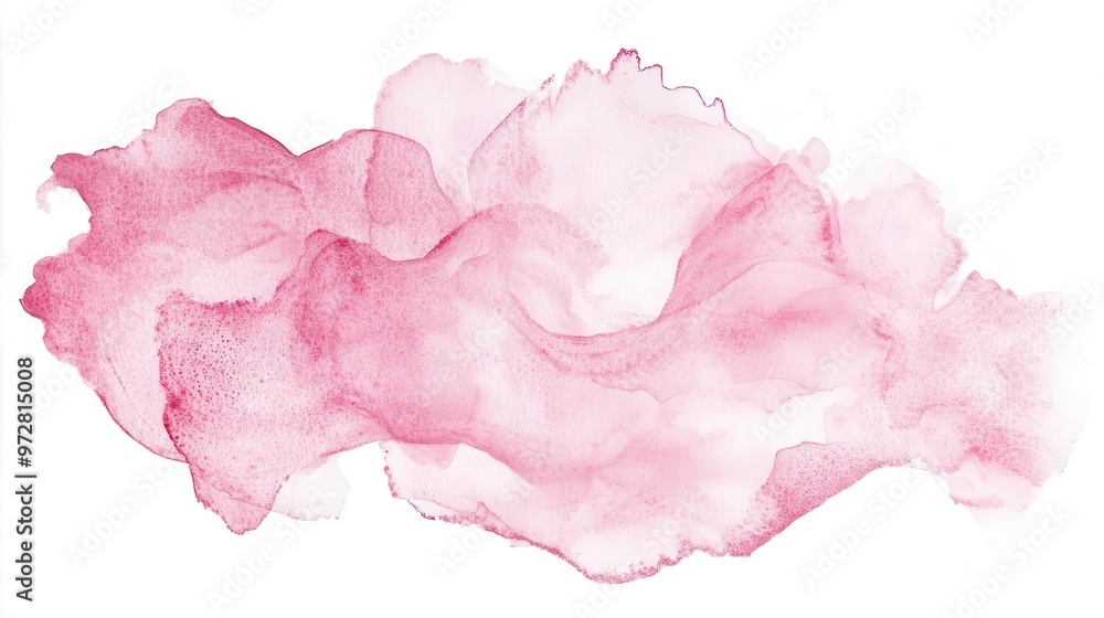 Fototapeta premium delicate pink watercolor stain on white background showcasing the soft fluid nature of the medium with subtle color variations and organic edges