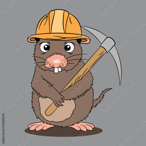 Hand-drawn simple mole cartoon vector illustration

