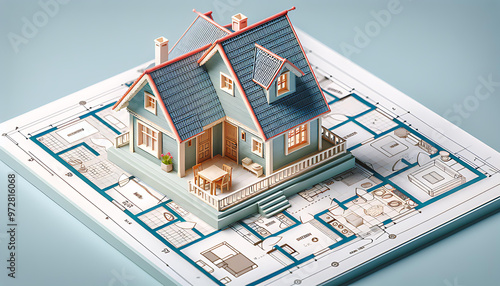 house model on architecture floorplan