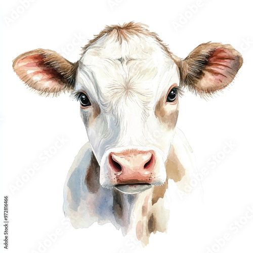 cute cow watercolor clipart illustration isolated