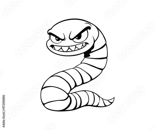 Cartoon angry worm vector