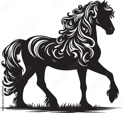 horse silhouette vector art.