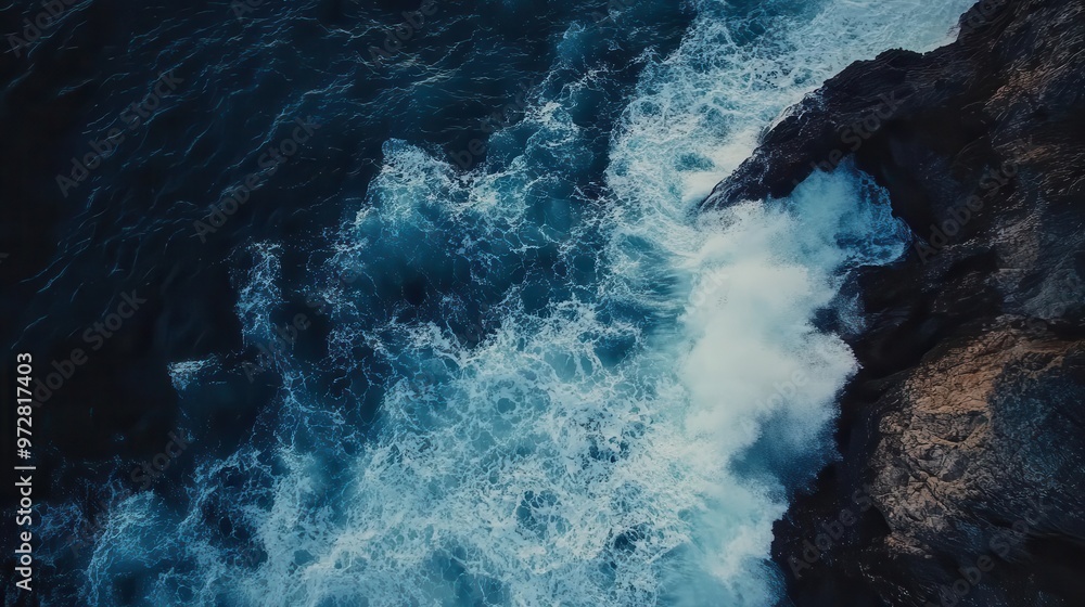 dramatic aerial view of rugged coastline where turbulent ocean waves crash against weathered rocky cliffs creating mesmerizing patterns of foam and spray dramatic aerial view of rugged coastline where turbulent ocean waves crash against weathered rocky cliffs creating mesmerizing patterns of foam and spray