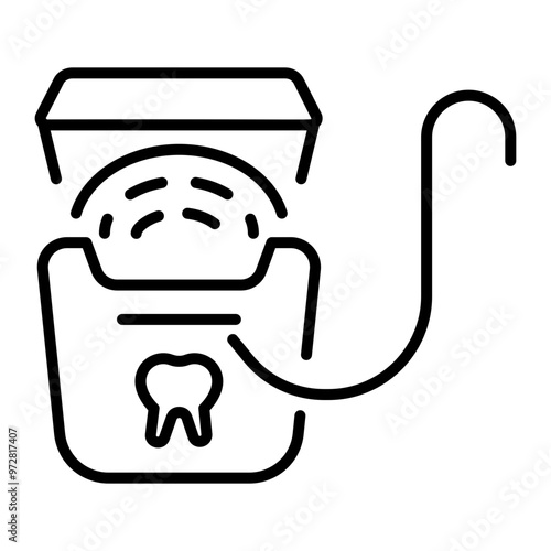 A line icon of dental floss 