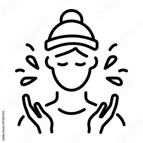 Washing face icon in outline style