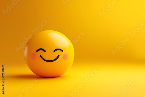 Wallpaper Mural Smiling yellow 3D ball emoticon isolated on yellow background Torontodigital.ca