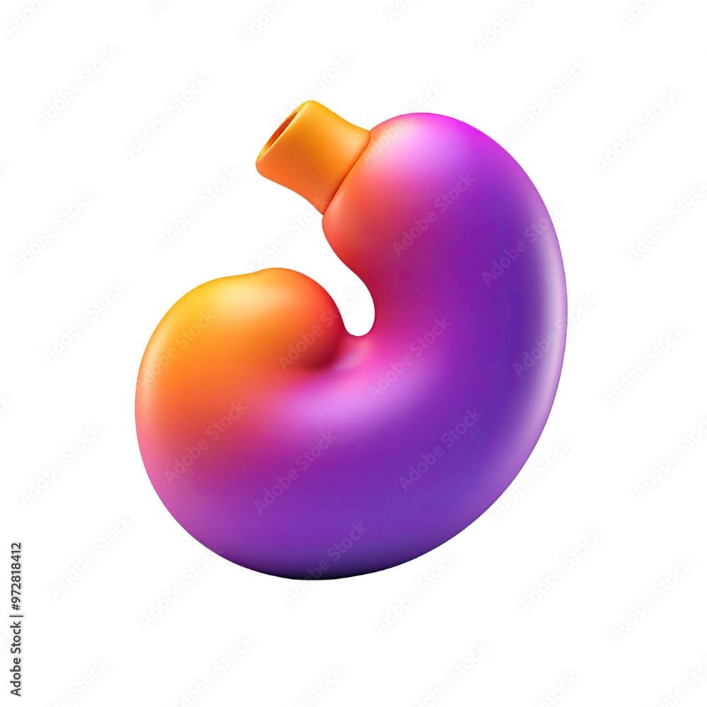 Vibrant 3D Pancreas Icon with Orange to Purple Gradient on White Background Vibrant 3D Pancreas Icon with Orange to Purple Gradient on White Background