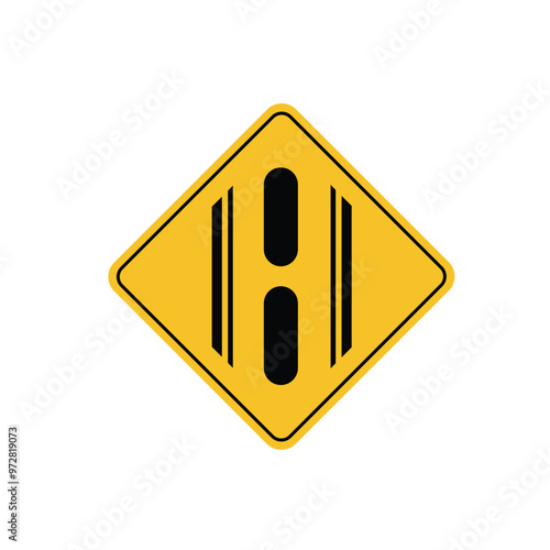road sign icon, gap in median on yellow rhombus. board.suitable for poster use and web icon	
