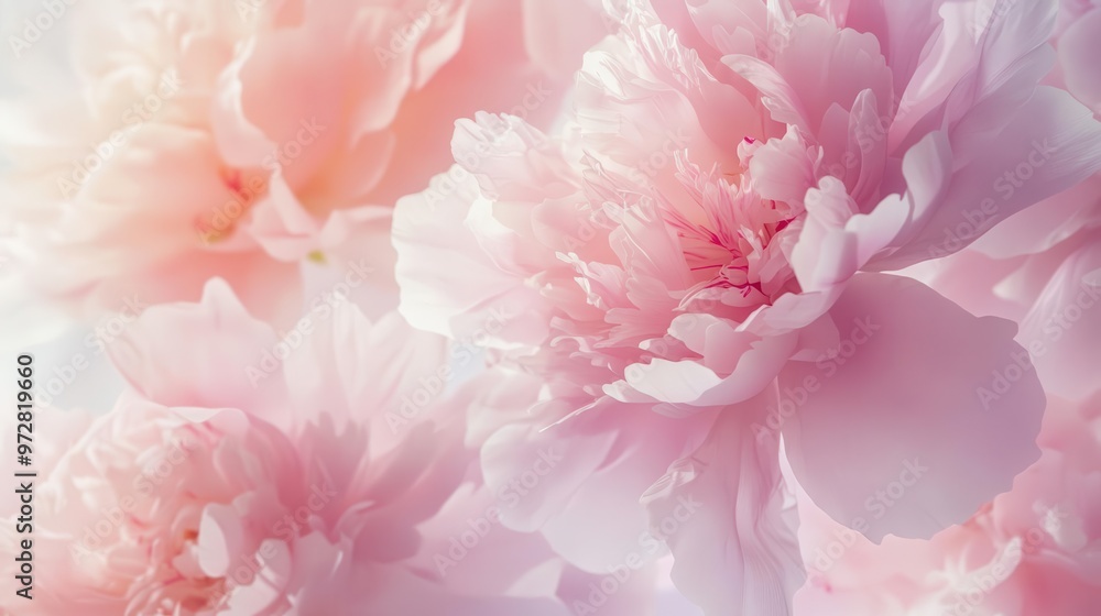 dreamy pink wonderland delicate peony blooms in various stages floating weightlessly soft focus petals creating texture seamless pastel background evoking romance and femininity dreamy pink wonderland delicate peony blooms in various stages floating weightlessly soft focus petals creating texture seamless pastel background evoking romance and femininity