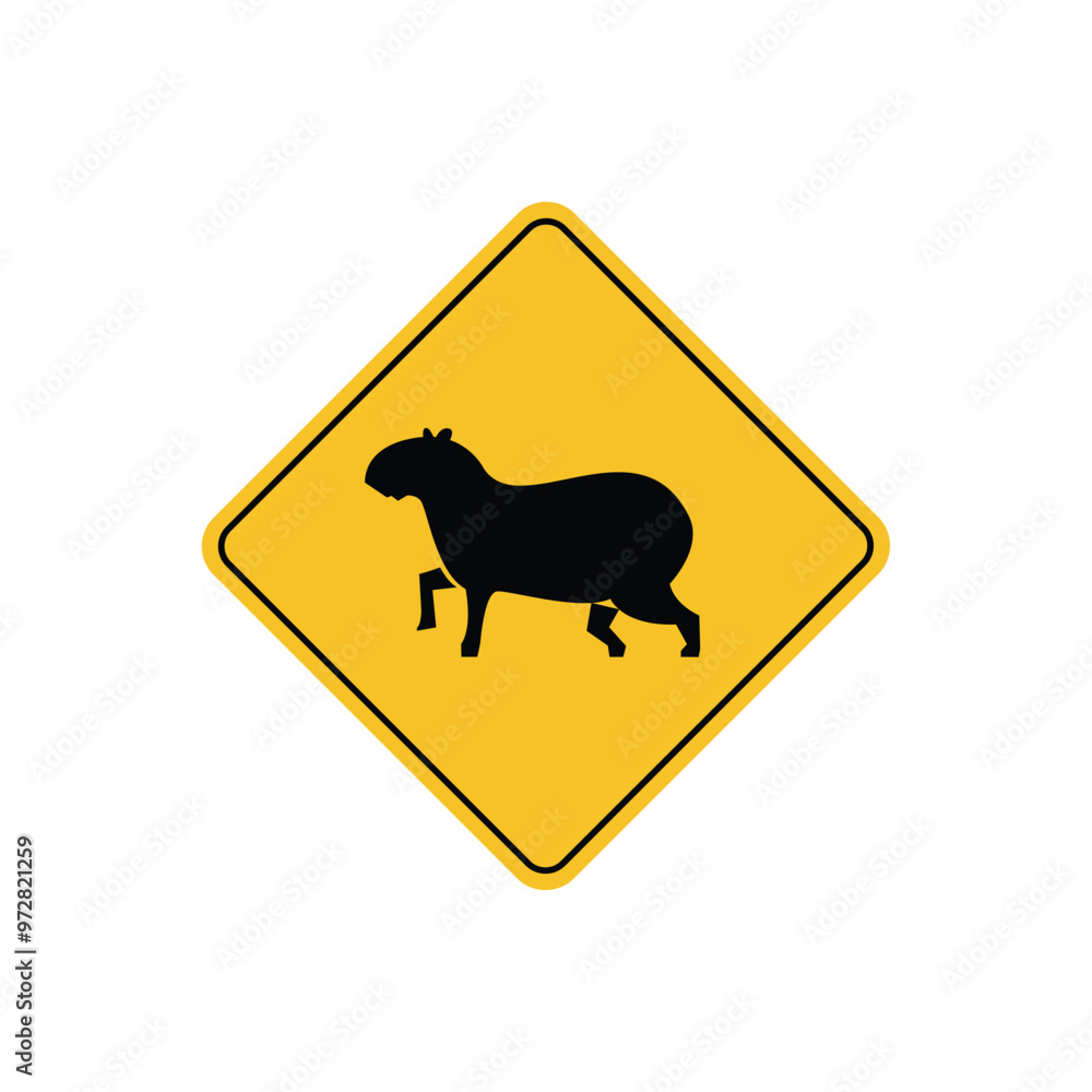 road sign icon, capybara crossing road on yellow rhombus board. suitable for poster use and web icon
road sign icon, capybara crossing road on yellow rhombus board. suitable for poster use and web icon