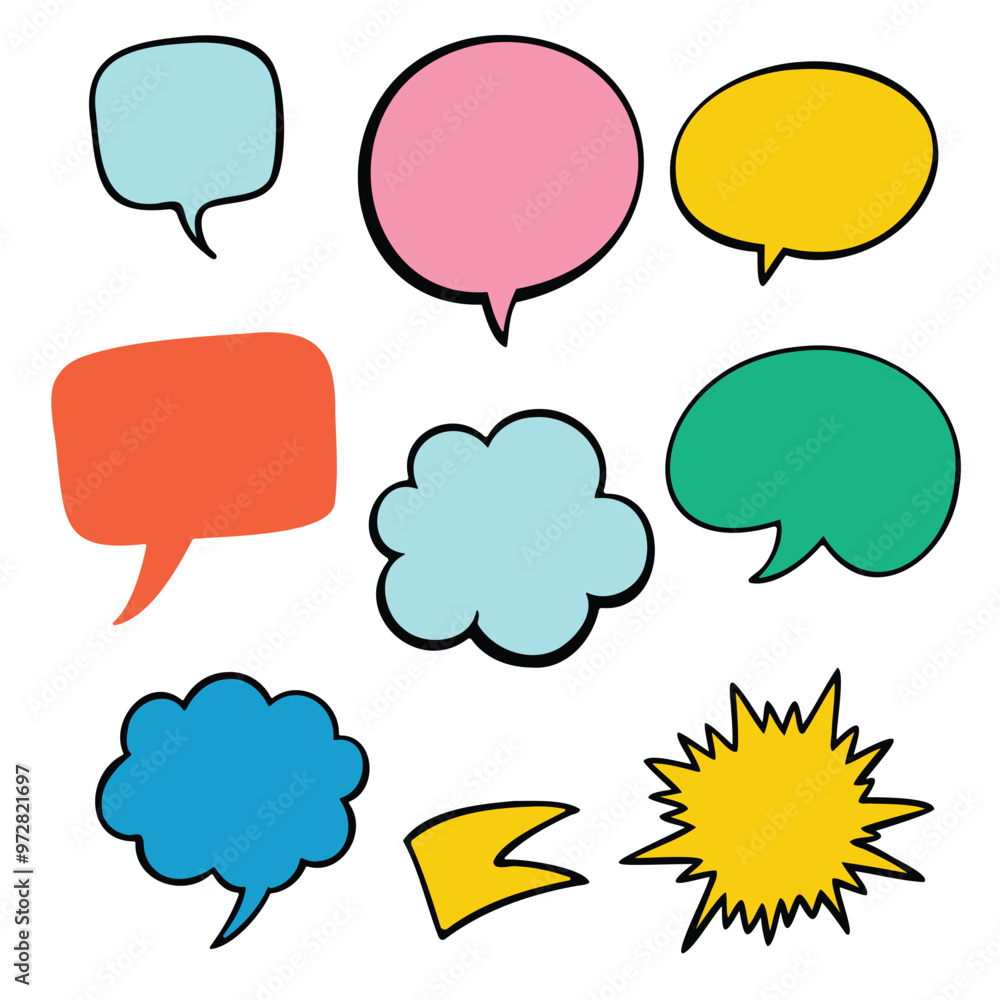 Speech bubbles. Chat vector icon. Talk bubble speech icon. Blank empty bubbles vector design elements.. Retro empty comic speech bubbles set with black halftone shadows. Speech bubbles. Chat vector icon. Talk bubble speech icon. Blank empty bubbles vector design elements.. Retro empty comic speech bubbles set with black halftone shadows.
