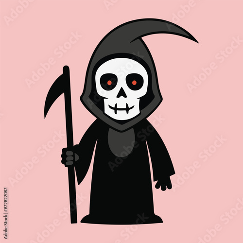 Grim reaper silhouettes isolated in white background. Silhouette grim reaper. Grim Reaper vector silhouette. Happy Halloween.