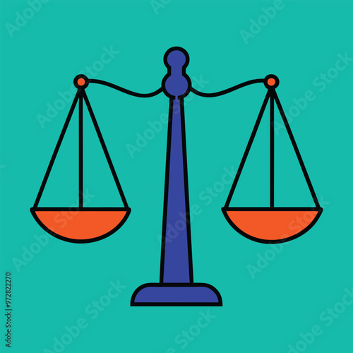 Scale icon. Scales of justice flat icon set. Vintage scale in balance and equilibrium. Vector icon of justice scales collection design. Vector illustration. Scales of justice flat icon.