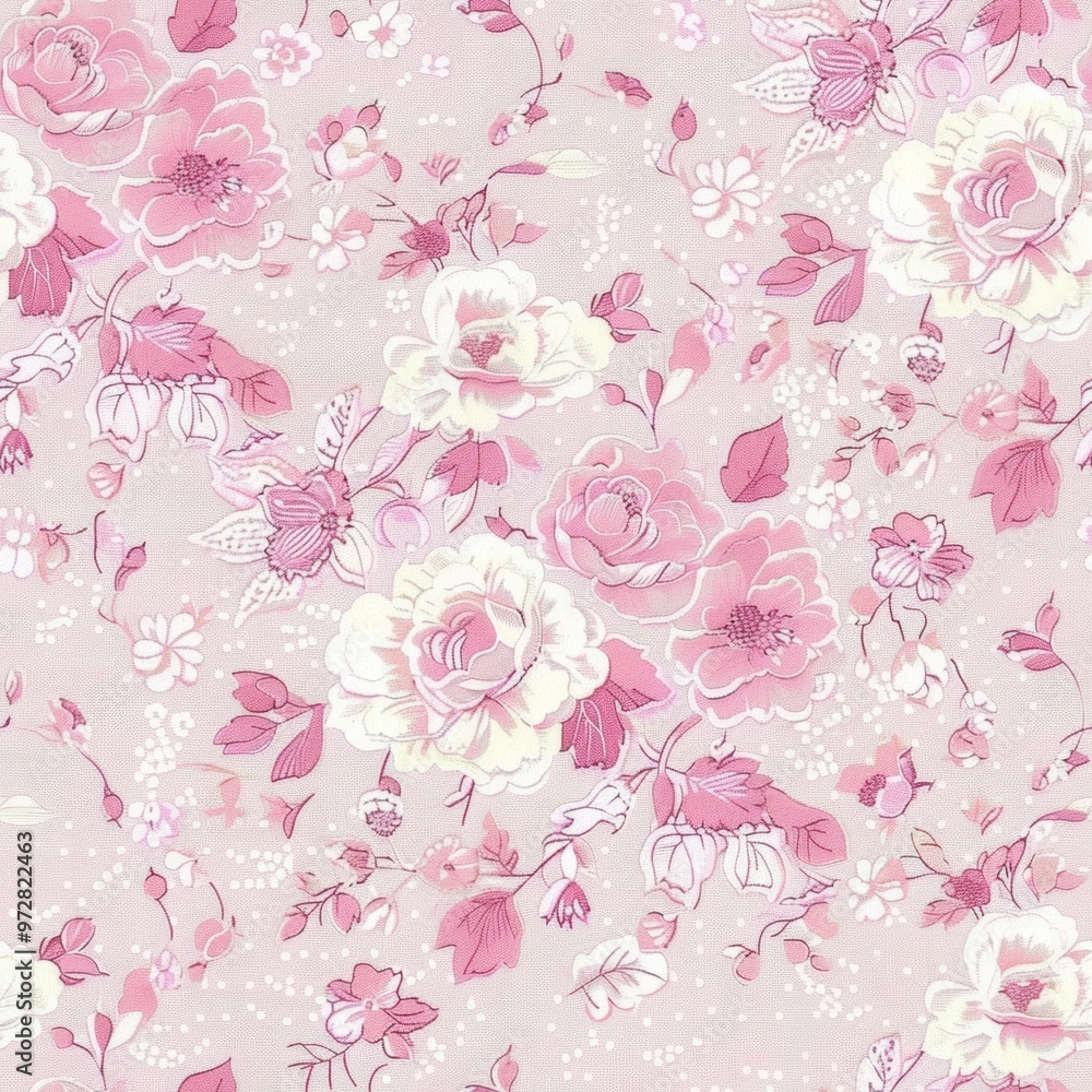 Fototapeta This exquisite and delicate pink floral pattern is perfect for vintage and romanticthemed design projects