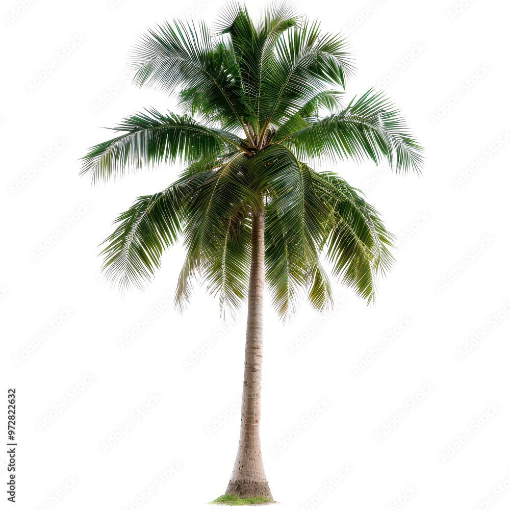 Obraz premium Tall coconut palm tree isolated transparent background