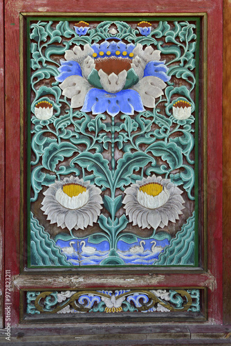 Obraz na płótnie Tsetserleg, also romanized as Cecerleg, Arkhangai, Mongolia - The Zayiin Gegeen Monastery was founded north of the Tamir River near the Bulgan Mountain in 1631. w salonie