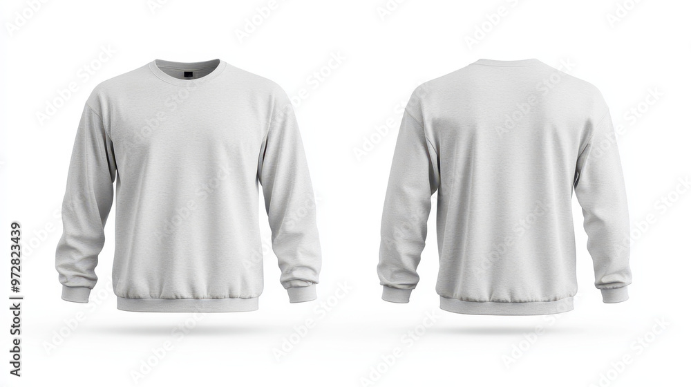 Front and back view of light gray cotton thermal shirts mock-up Front and back view of light gray cotton thermal shirts mock-up