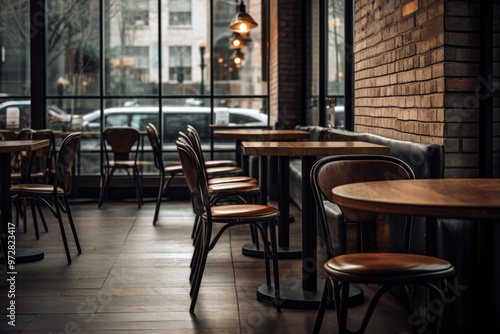 Interior of a empty modern cozy cafe