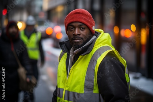 Portrait of a smiling middle aged male sanitation worker