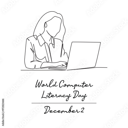 line art of World Computer Literacy Day good for World Computer Literacy Day celebrate. line art.