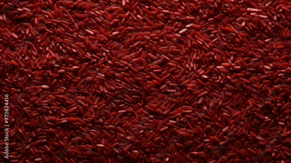 Fototapeta premium Red rice background image with many rice pieces in same color. Neural network ai generated art