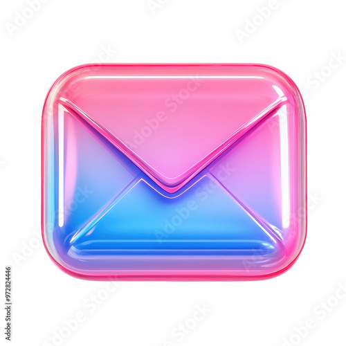 Vibrant Gradient 3D Social Media Email Button Icon on White Background