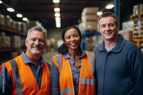 Middle aged warehouse workers of diverse Ethnicities