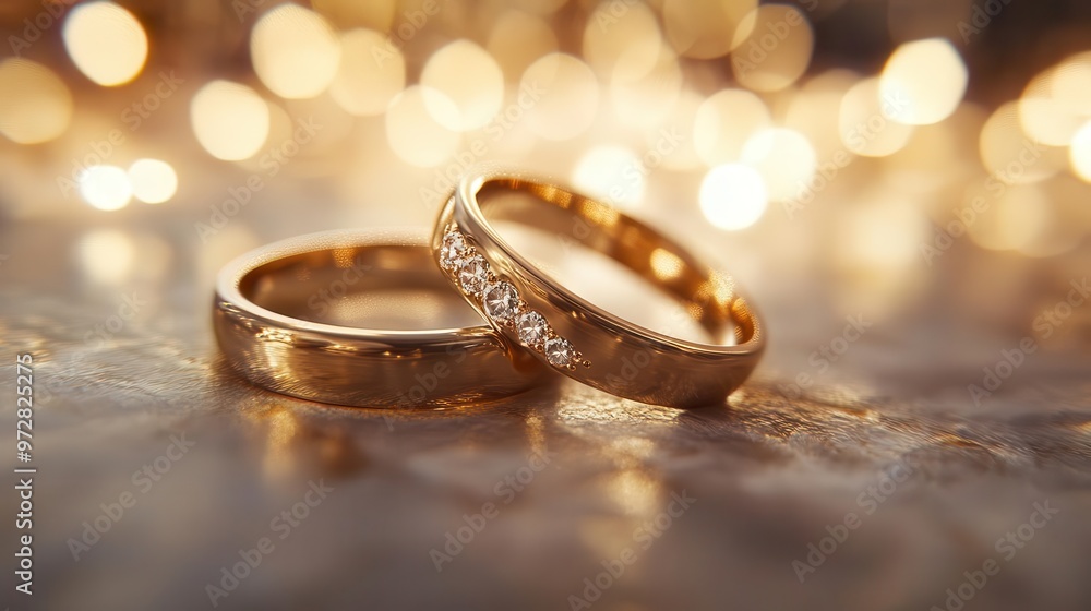 elegant golden wedding rings intertwined symbolizing eternal love soft focus and warm lighting create romantic dreamy atmosphere elegant golden wedding rings intertwined symbolizing eternal love soft focus and warm lighting create romantic dreamy atmosphere
