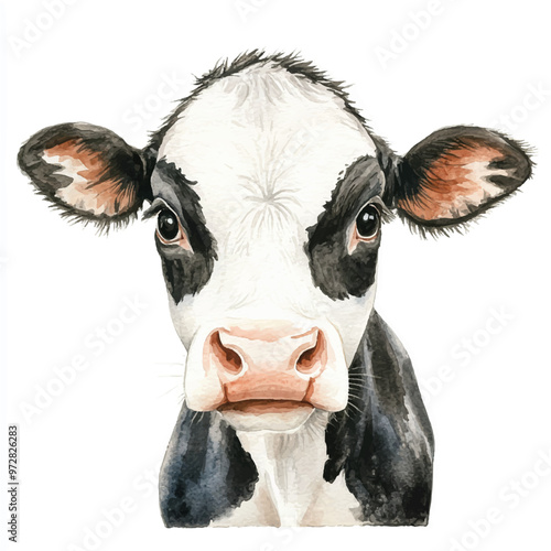 cute cow watercolor clipart illustration isolated
