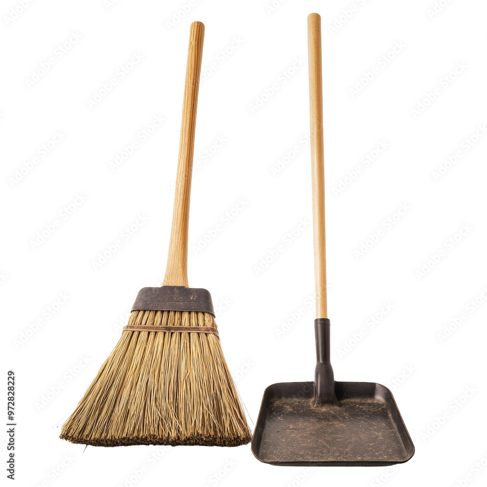 Broom and dustpan set for efficient cleaning in home or office spaces with natural bristles and sturdy handles Broom and dustpan set for efficient cleaning in home or office spaces with natural bristles and sturdy handles
