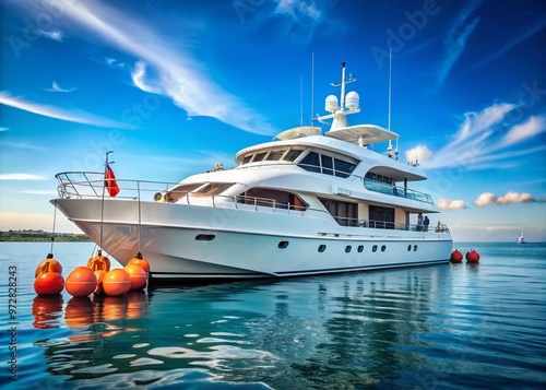 A 24-meter luxury yacht decked out with essential safety equipment, including life rafts, flares, and emergency photo