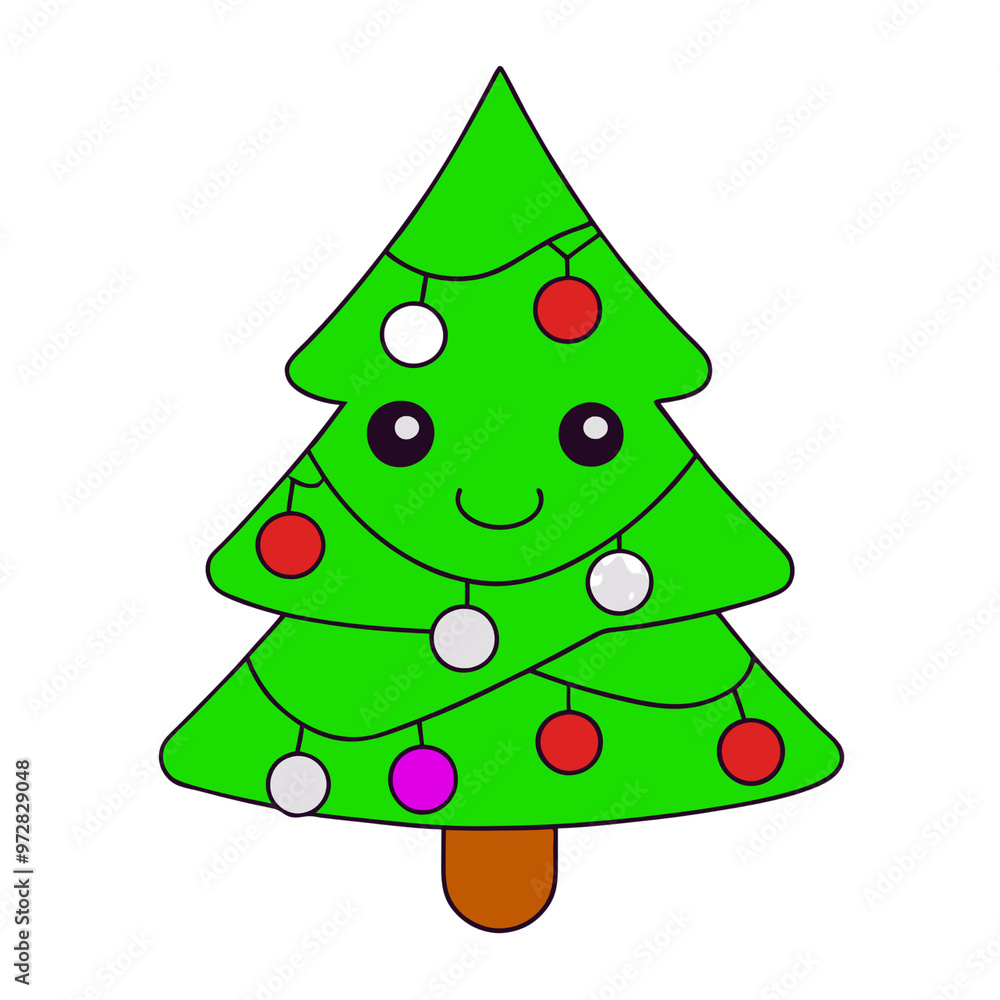 Illustration of a Christmas tree with decorations. Illustration of a Christmas tree with decorations.