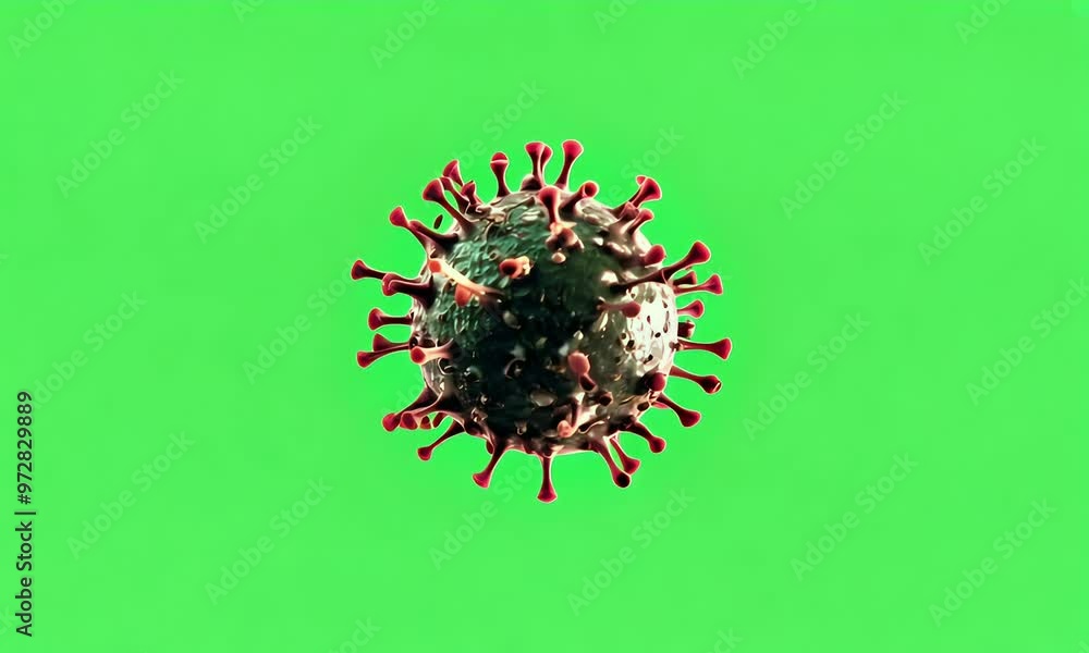 Detailed 3d rendering of a virus on green background, perfect for realistic use in creative chroma key video projects Detailed 3d rendering of a virus on green background, perfect for realistic use in creative chroma key video projects