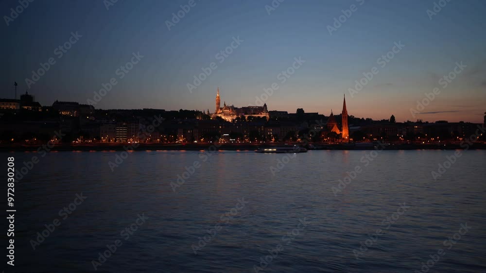 Danube's riverside at dusk in Budapest Danube's riverside at dusk in Budapest
