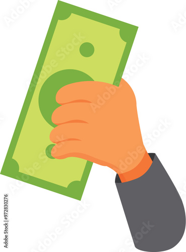 Businessman hand holding a green banknote making a payment or receiving a bribe