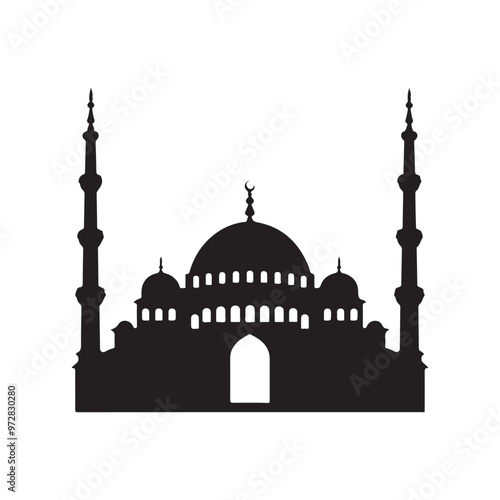 vector of black silhouette of mosque