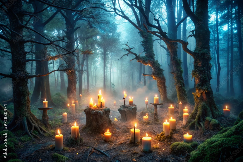 Creepy Cursed Forest Background Images with Flickering Candles Creepy Cursed Forest Background Images with Flickering Candles