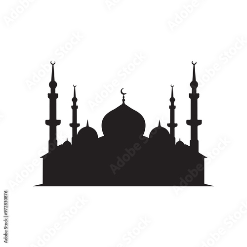 vector of black silhouette of mosque