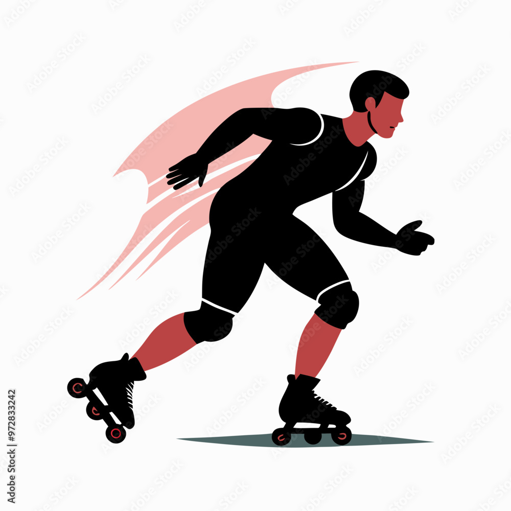 Fototapeta premium Dynamic Inline Skater Speeding Forward with Determination