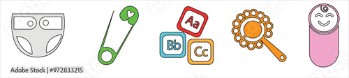 Baby related icon set. Icon set for baby infant concept vector illustration	