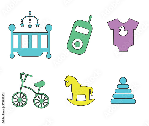 Baby related icon set. Icon set for baby infant concept vector illustration	