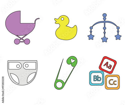 Baby related icon set. Icon set for baby infant concept vector illustration	
