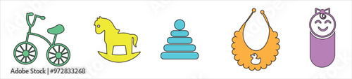 Baby related icon set. Icon set for baby infant concept vector illustration	