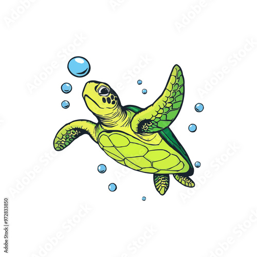 editable vector sea  turtle mascot logo. cute cartoon sea turtle.