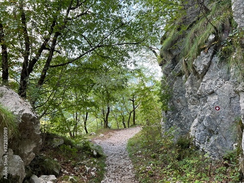 Hiking trails and markings in the canyon of the Koritnica river, Bovec (Triglav National Park, Slovenia) - Wanderwege und Markierungen in der Schlucht des Flusses Koritnica (Triglav-Nationalpark) photo